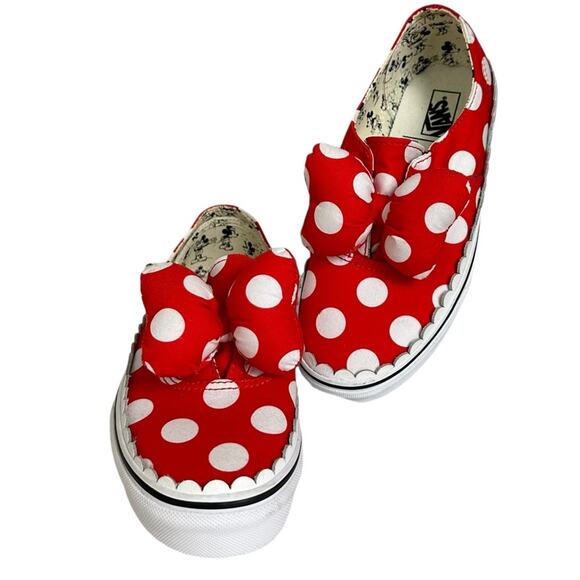 Vans X Disney Minnie Mouse Authentic Gore Bow Sneakers Red Kids Size 3 - Picture 1 of 10